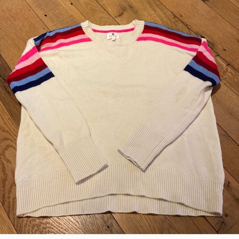Sundry By Anthropogie Women's Striped Sweater -  Off White and Pink Size 1 - Picture 4 of 5